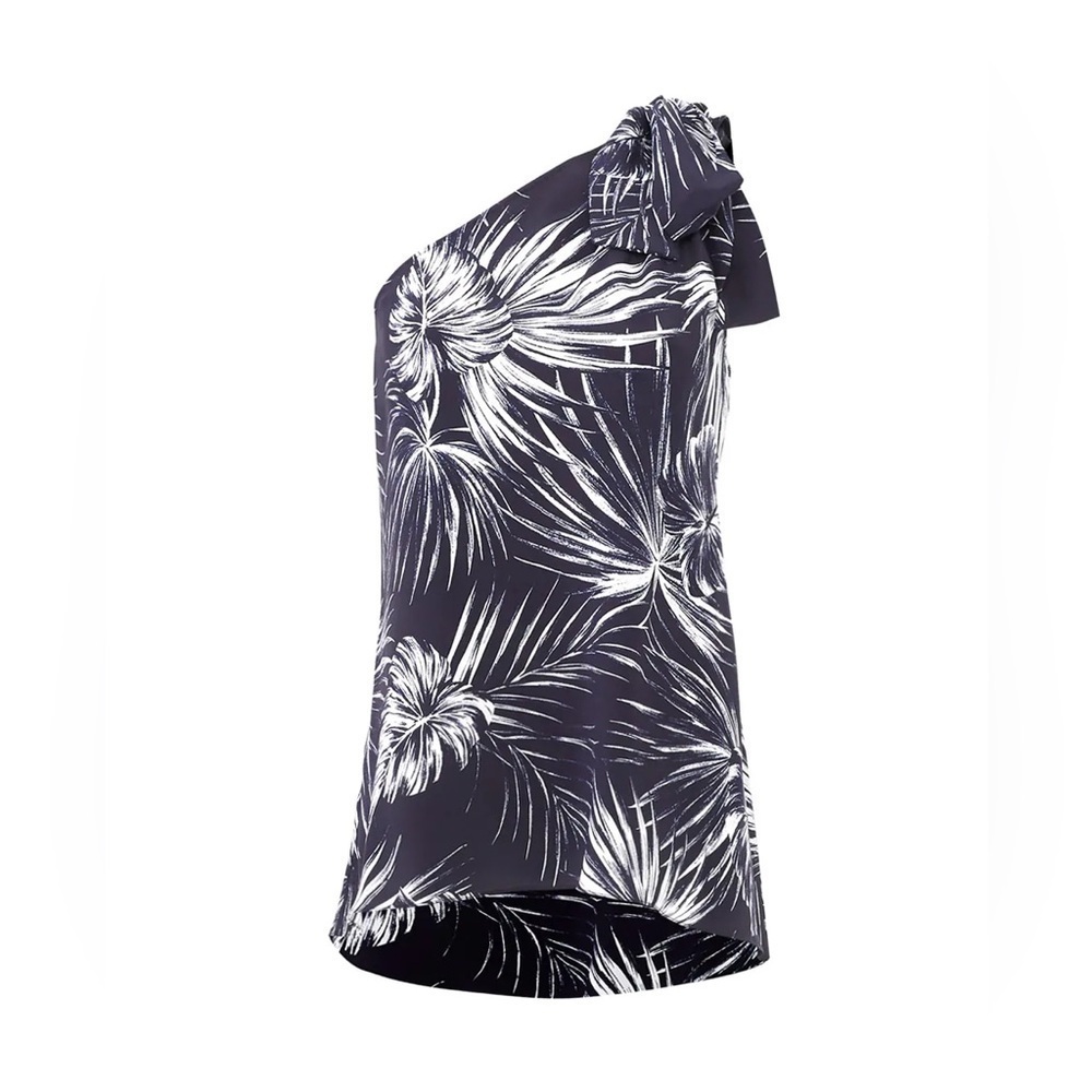 Shoshanna Silk Carmona Leaf One Shoulder Jacqueline Top sz XS